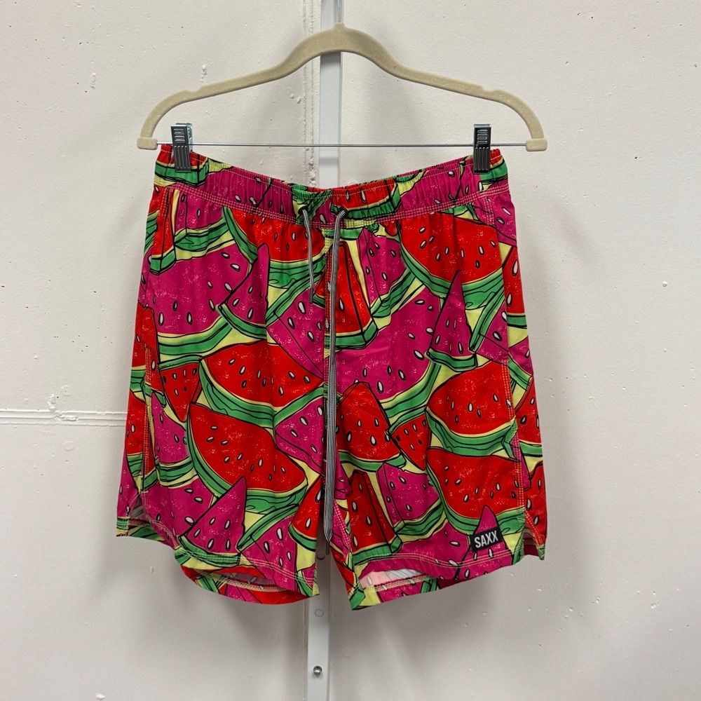 SaxxSAXX Oh Buoy 7" Swim Shorts SXSW04L-MMR (Mega Melon-Red) Watermelon Print